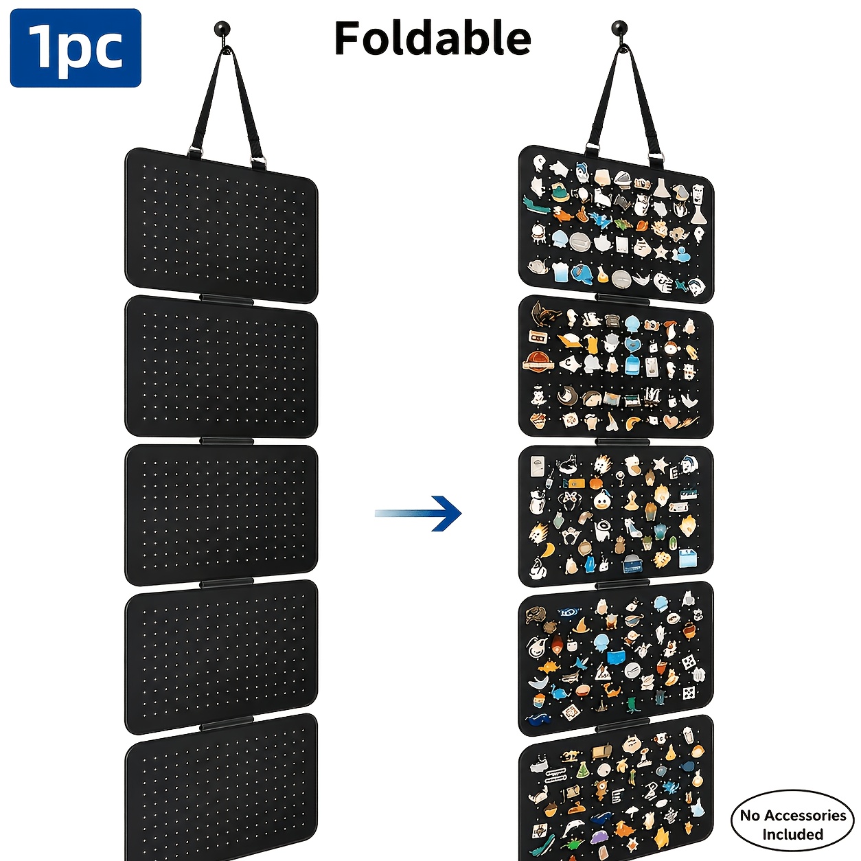 TEMU 1pc Foldable Hanging Enamel Pin Display Board Organizer With 5pcs Pages, Brooch Pin Enamel Needle Display Pages, Brooch Pin Storage Rack,