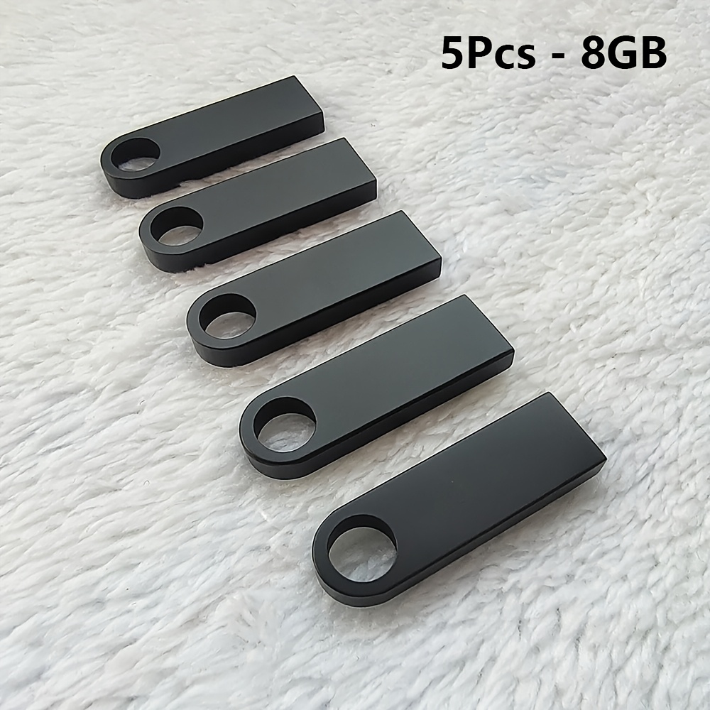 TEMU 5-pack Black 512mb/8gb Usb 2.0 Mini Metal Durable Flash Memory Stick, Suitable For Desktop Computers, Laptops, And External Storage