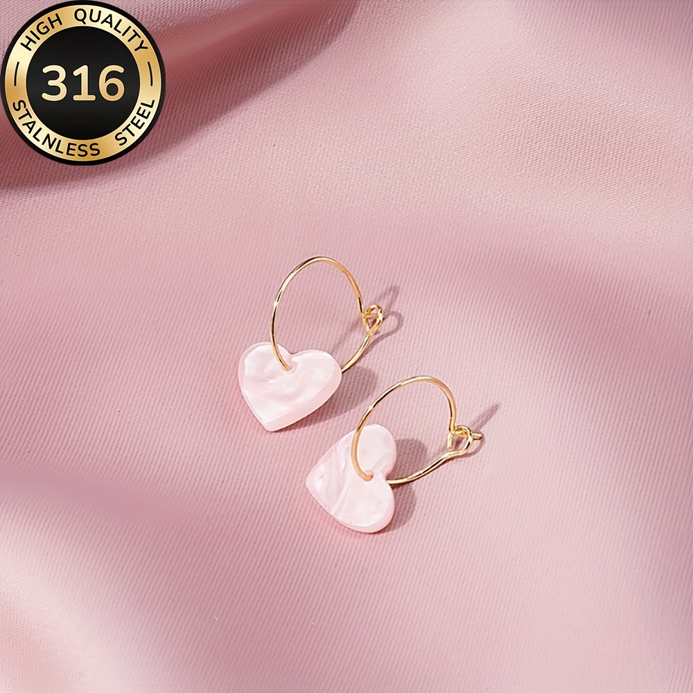 E-shop Hypoallergene Hochwertige Edelstahl-Herzohrringe, 18K Goldbeschichtet, Verblassungssicher, Bequem Vielseitig, Einfach Elegant, Modische
