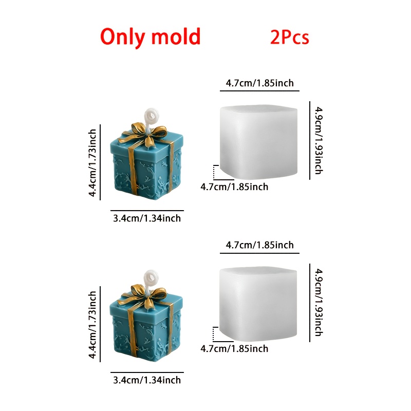 TEMU Moule en silicone et résine - Lot de 2 moules en silicone pour boîte cadeau, boîte cadeau avec nœud en , pour bougie DIY, plâtre, résine époxy,
