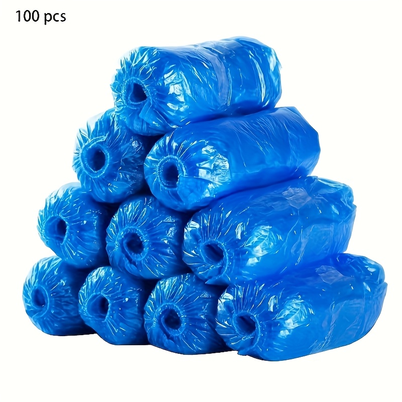 100pcs Disposable Plastic Boot Covers And Shoe Covers - Durable, Waterproof, Slip-resistant Protection For Cleaning, Travel, Hotels