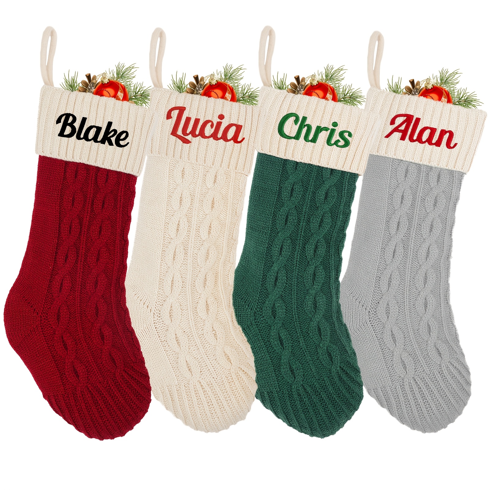 

Personalized Christmas Stockings, Embroidered Christmas Stockings, Knitted Christmas Stockings, Christmas Decorations