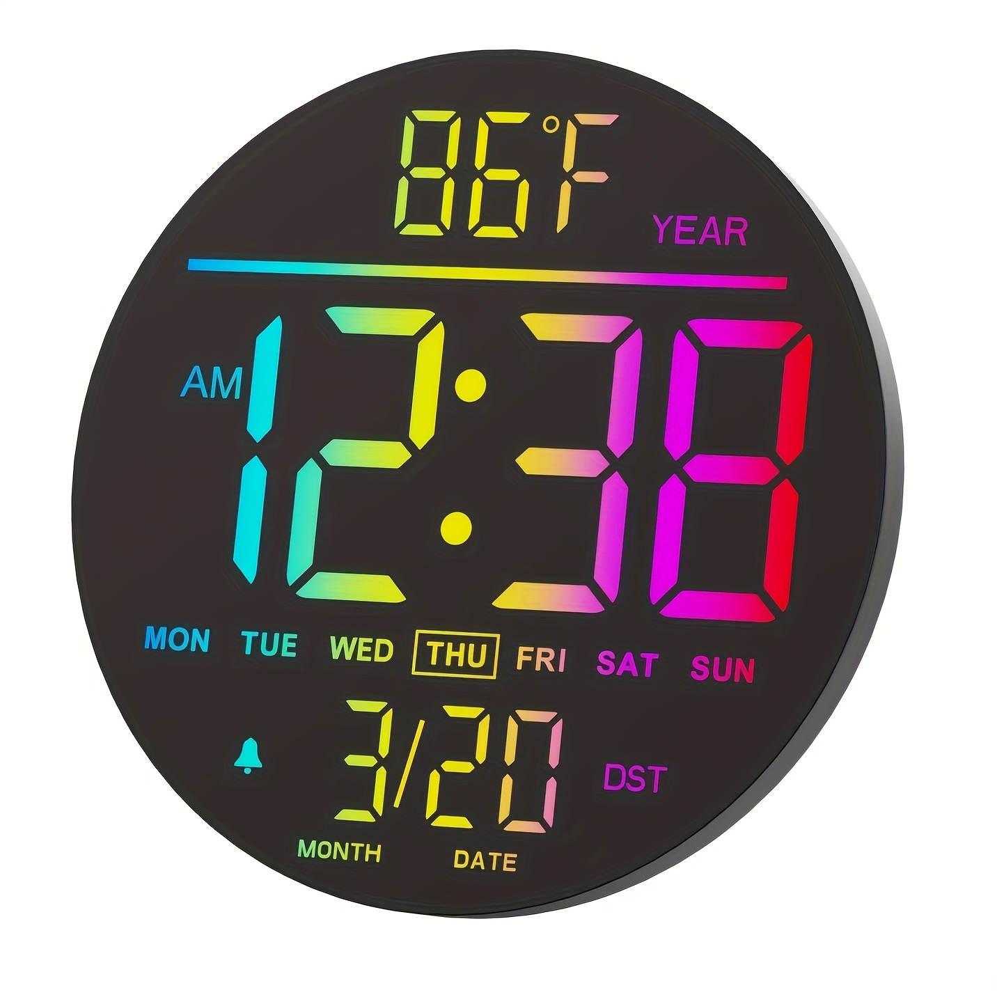 Artikelbild große digitale wanduhr mit fernbedienung, großes led-display/doppelwecker/8 rgb-farben/automatische helligkeit/ /automatische  /temperatur/nachtlicht, fitnessstudio-uhren für wohnzimmer, schlafzimmer, arbeitszimmer, büro-wanddekor