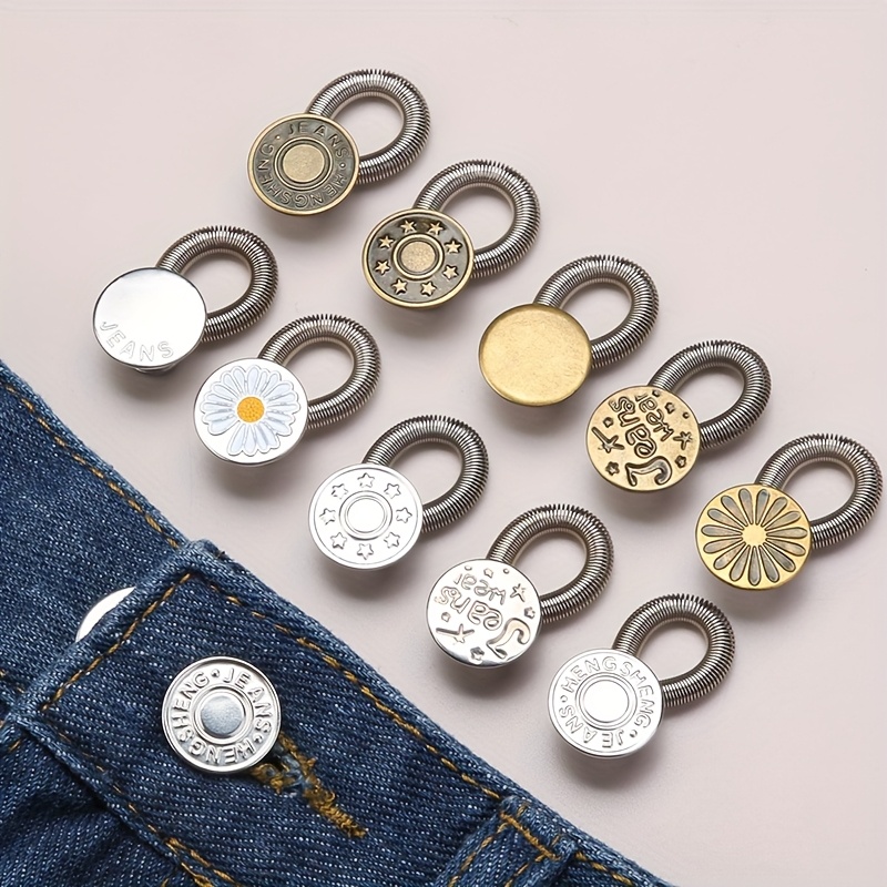 4pcs pants waist expander button extension   pants waist expander wide waist   change waist   change big artifact with spring telescopic   to adjust waist  