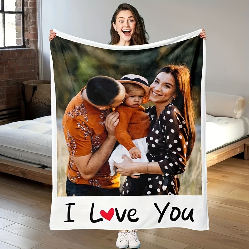 

Personalized Family Photo Blanket - Perfect Gift For Holidays, Birthdays & - Cozy Flannel Throw For Home, Travel & Office