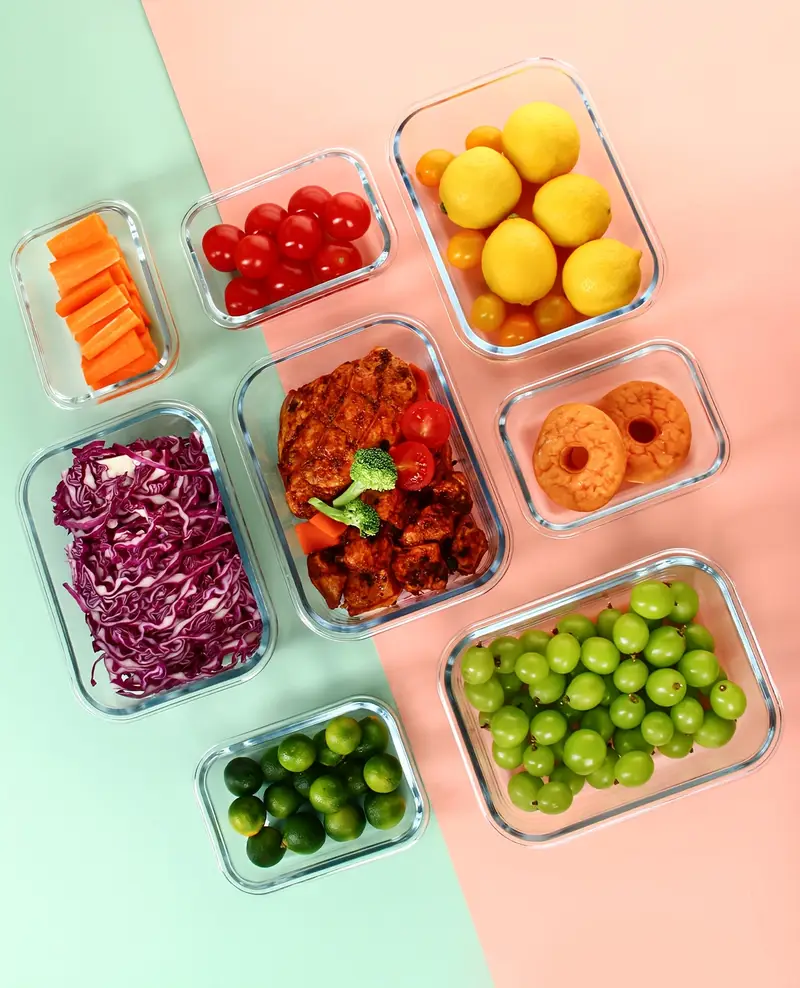24pcs airtight glass food storage containers set leak proof microwave oven freezer dishwasher safe 12 containers 12 lids for meal prep and lunch Product details 6