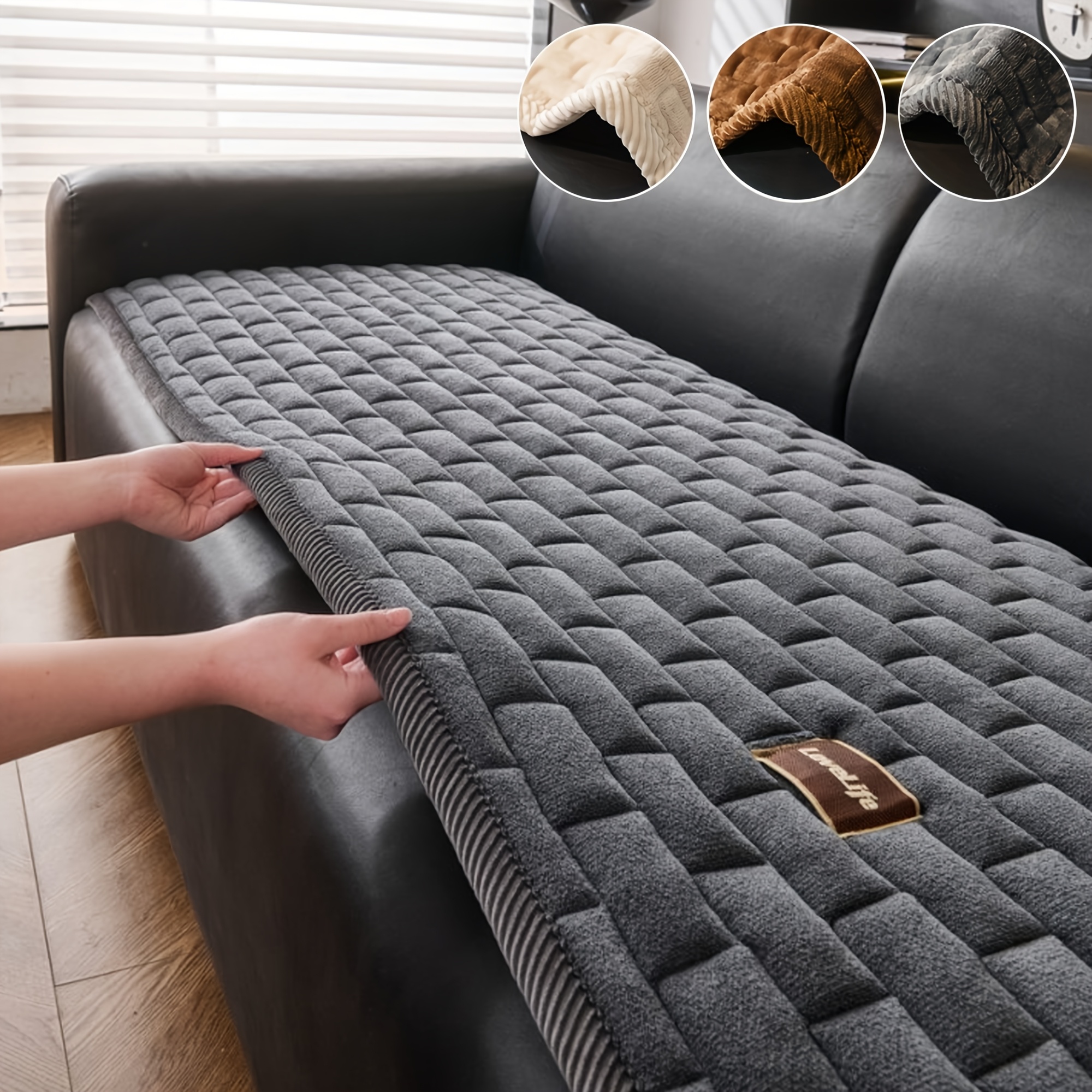1pc plush sofa cushion modern   with brick texture soft polyester filling machine washable     beige white gray black