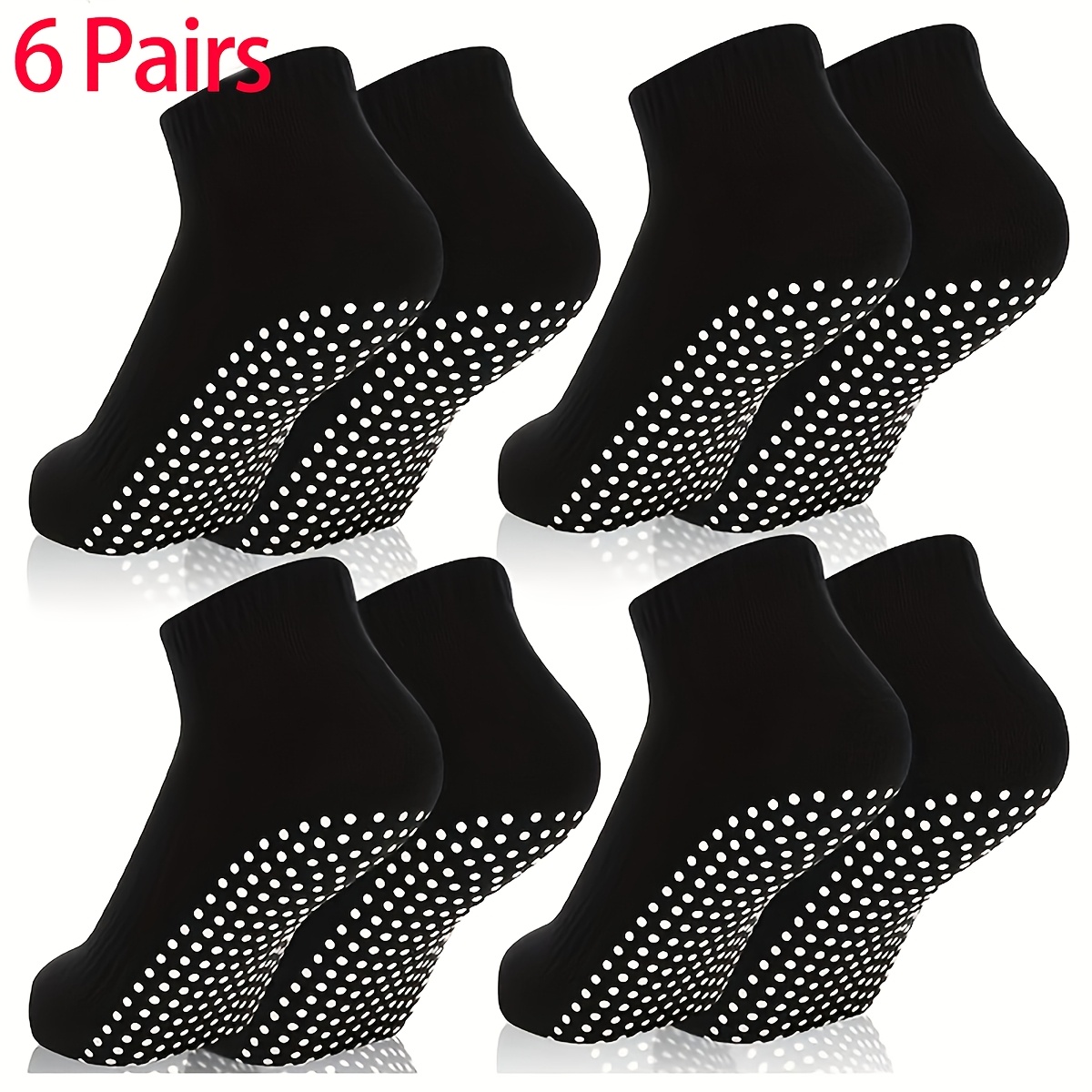 TEMU 6 Pairs Short-tube Yoga Socks With Adhesive Sole Grip - Non-slip Sole Suitable For Running, Gym, Fitness | Lightweight Breathable Unisex For |