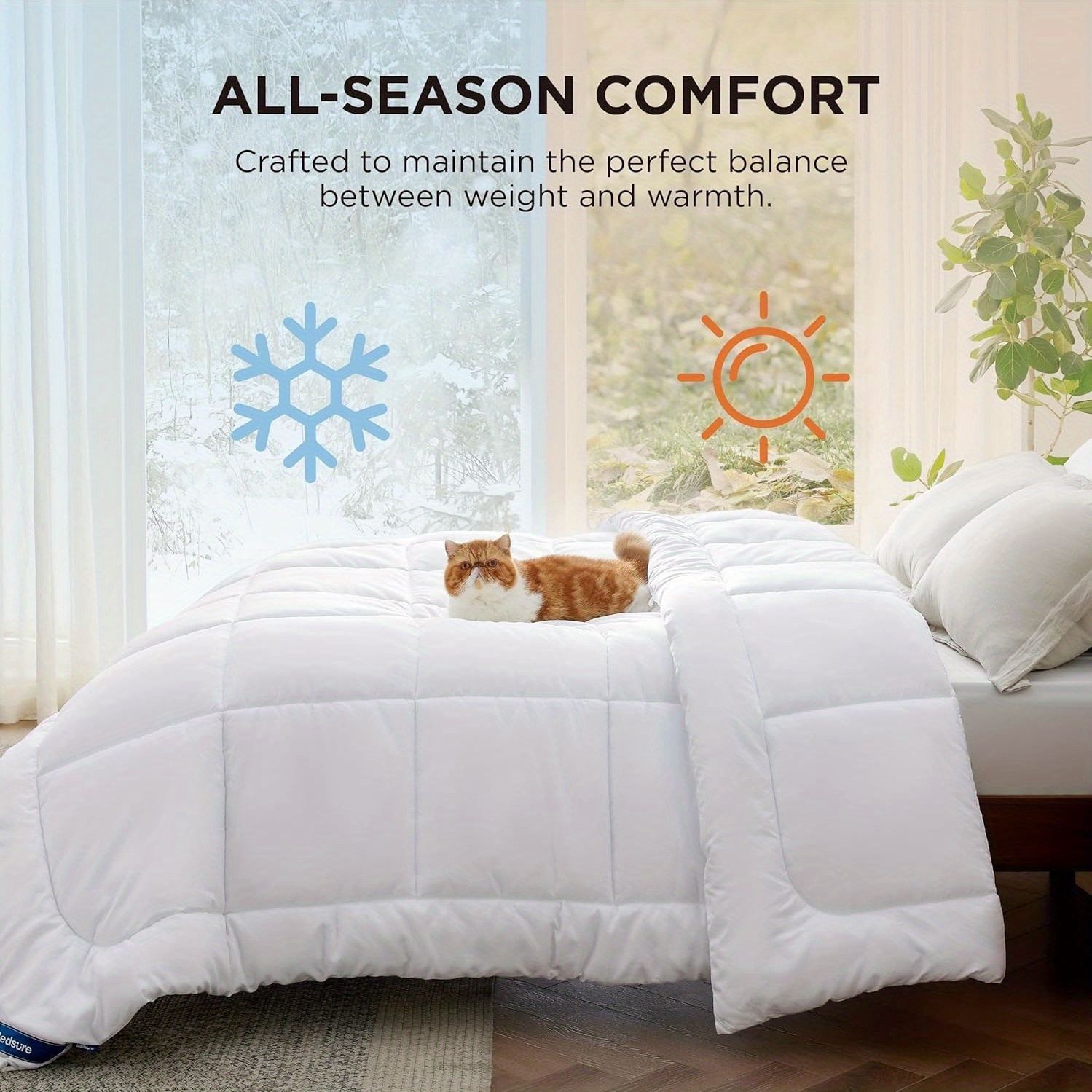 1pc Comforter Duvet Insert - Quilted Comforters, All Season Duvet, Polyester Filling, Bedding Comforter With Corner Tabs