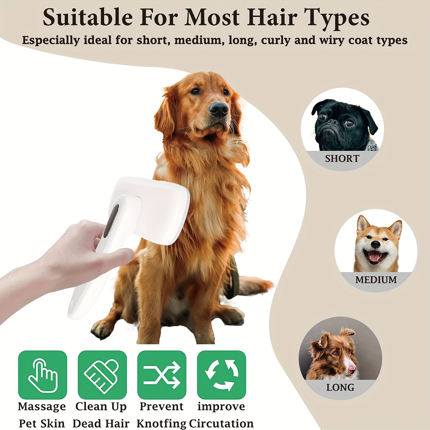 TEMU Dog Brush - Self Cleaning Hair Brush, Efficient Shedding Grooming Tool For Long And Short Haired Dogs & Indoor Cats, Deshedding Comb (gray)