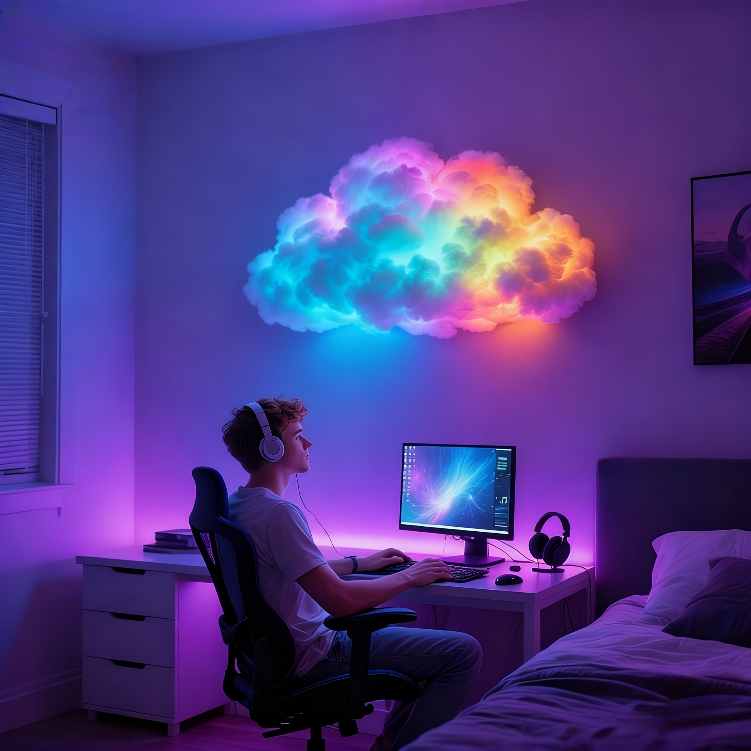 LED 3D Cloud Light, All-Holiday Universal Decor