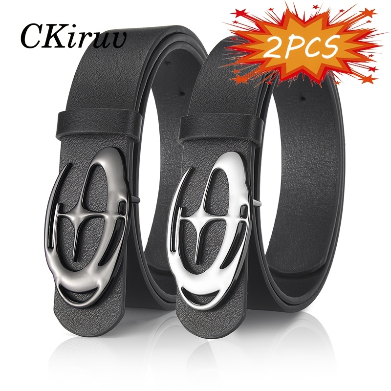 TEMU 2pcs Set Of Unisex Punk Style Belts. Silvery Black , Easy And Trendy, Adjustable Design. Suitable For Jeans, Trousers, And Casual Outfits, Ideal