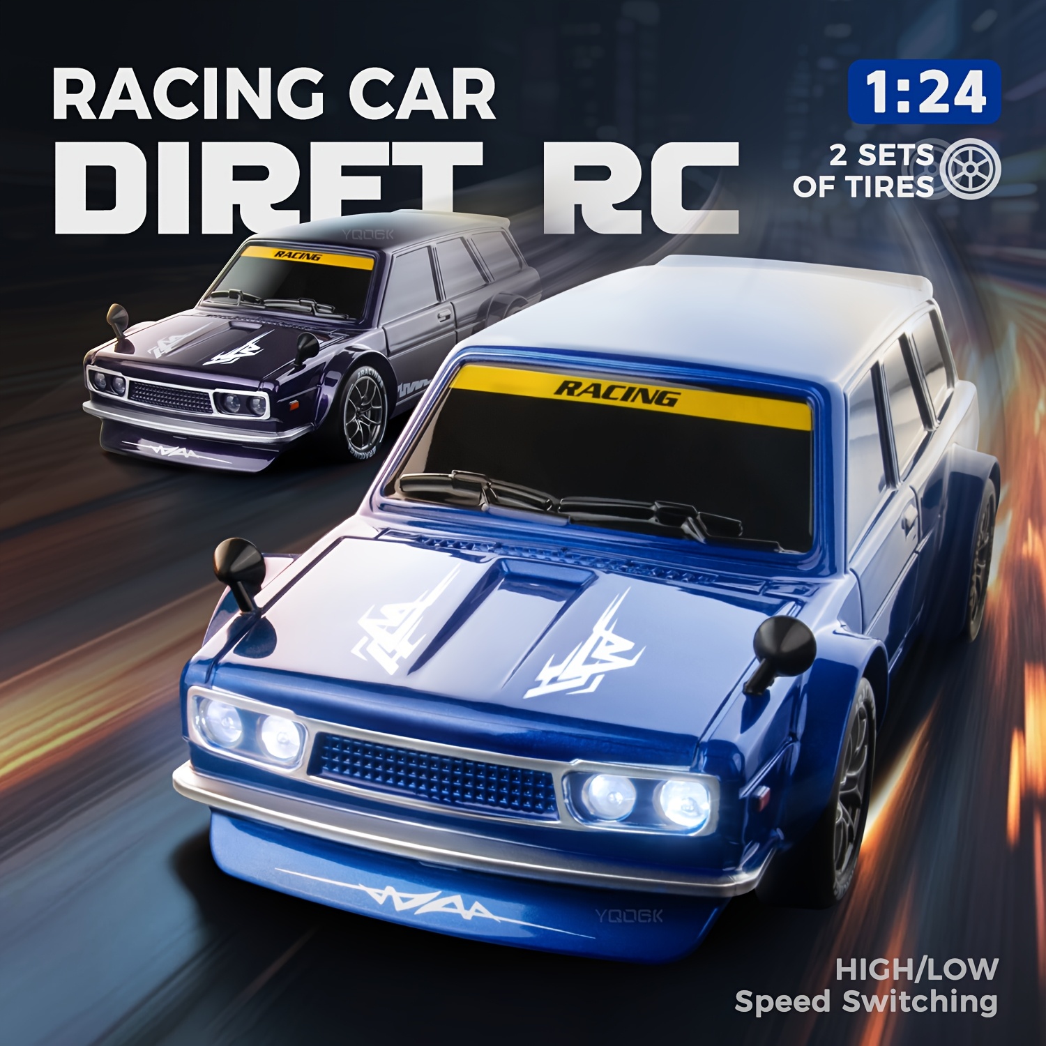 1:24 Scale 4WD Drift Car with LED Light Barriers and Replacement Tires