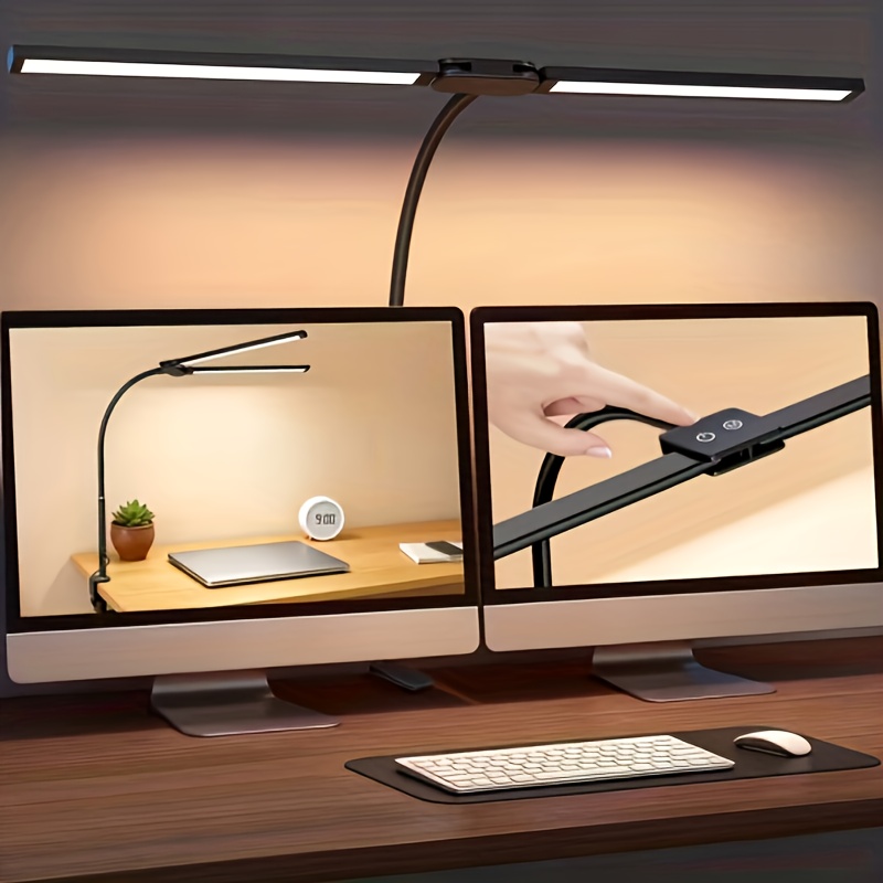 TEMU Led Indoor Desk Lamp Features Adjustable Light, 3 Color , 10 Brightness Levels, -degree Flexible Gooseneck And Space-saving Clip-on Design.