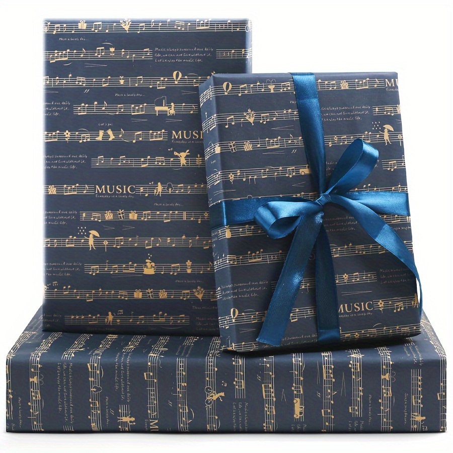 

6pcs Music Wrapping Paper, Notes Musician Gift Wrapping, Each 50.80 X 71.12cm, Suitable For Women's And Men's Birthday Wedding