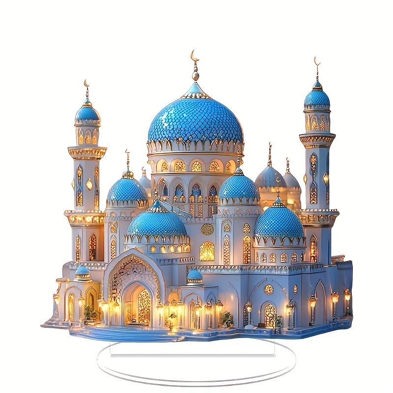 

2d Flat Bohemian Style Acrylic Mosque 2d Desktop Decor - Ideal For Home, Window Display & Party | Perfect Ramadan Gift