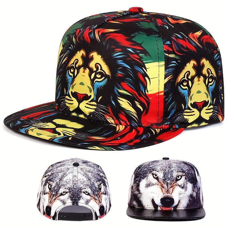 

Outdoor Sport Men High-quality Animal Whole Print Series Snapback Cap Fashionable Women Hip-hop Flat Hat