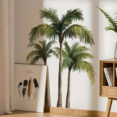 1 panel large foliage wall decal self removable waterproof pvc for living room bedroom closet home decor beachy room decor