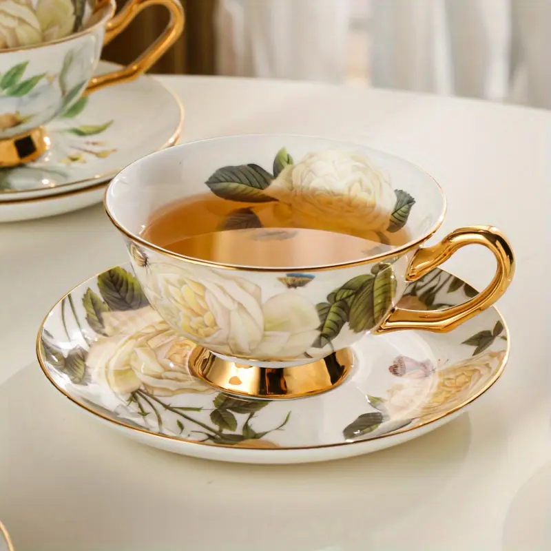 weißer rosen europäischer stil high end porzellan kaffee