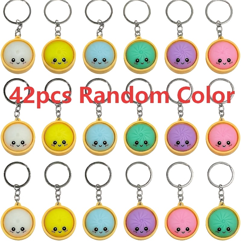 TEMU Gift Her/him A 42pcs Keychain Gift Set, Random Colors, Bun Keychain Bulk Pack, Suitable For Halloween, Christmas, Gift Bag Fillers, Bun Keychain