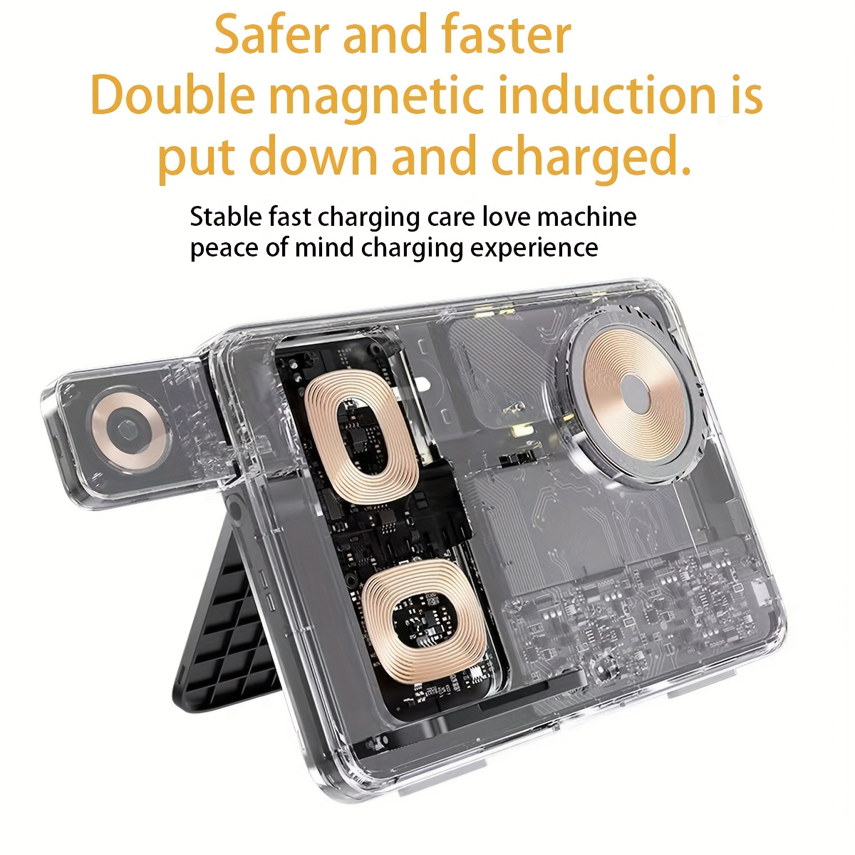 The New Magnetic Three-in-one Dual Mobile Phone Wireless Charger Is A Foldable Magnetic Wireless Charger That Charges Instantly When Placed In The Charger. It Supports Charging Two Mobile Phones At The Same Time. Smartphones/smart Watches/wireless