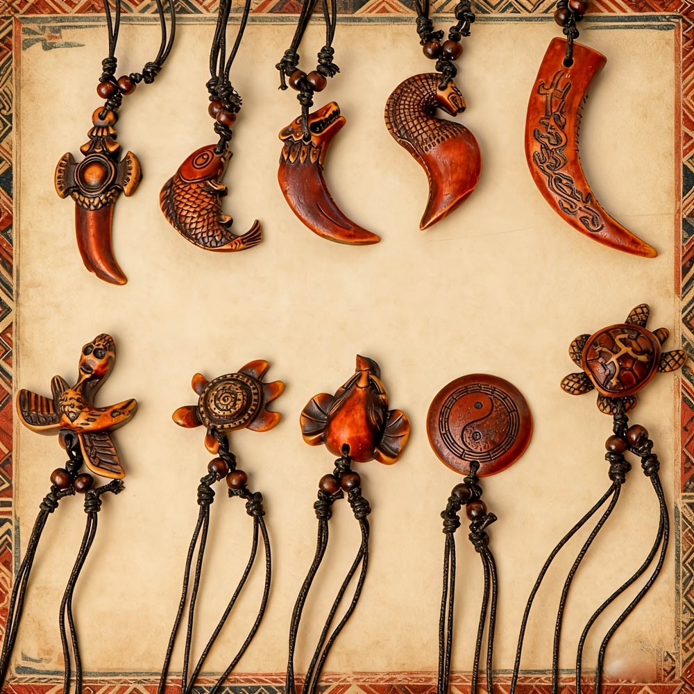 8pcs Retro Punk Gothic Necklace Set, Adjustable Rope