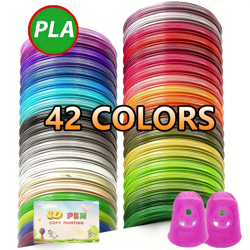 Image of 12/22/42 Color 3d Pen Pla Filament, Suitable For 3d Printing Pens, 1.75mm Diameter, 118.11 Inches Per Color, Total 4960.6 Inches, Includes Finger Cots And Tracing Paper, Colors Random