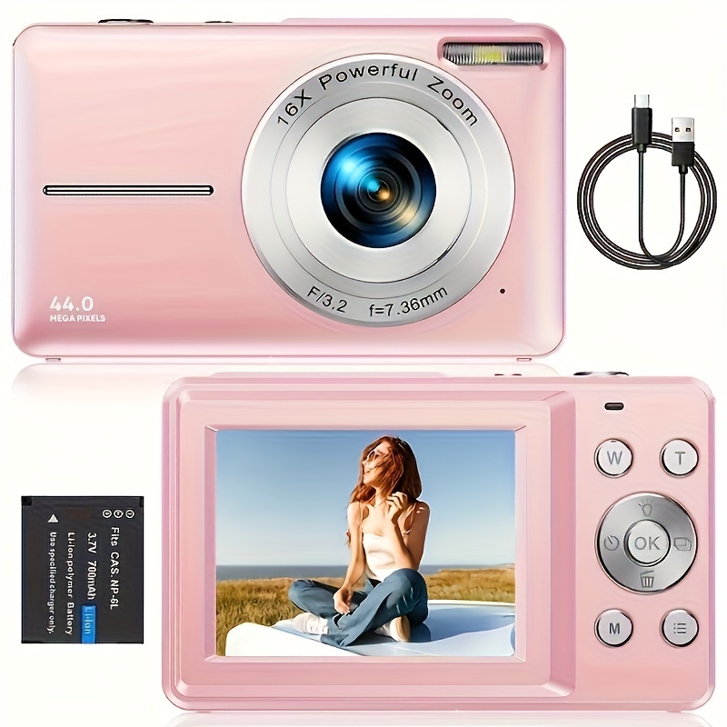 

Digital Camera, 1080p Fhd Camera 44mp Point And Digital Camera, 16x Compact Portable Point Camera Suitable For Thanksgiving Christmas And New Year Gifts