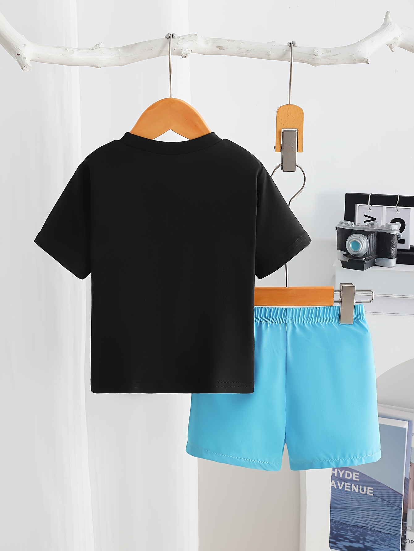2pcs Summer Outdoors Boys' Casual Letter Print T-Shirt and Shorts Set, Daddy'S Boy, Soft Knit Polyester with Slight Stretch, Short Sleeve, Crew Neck, for Boys, for Outdoor