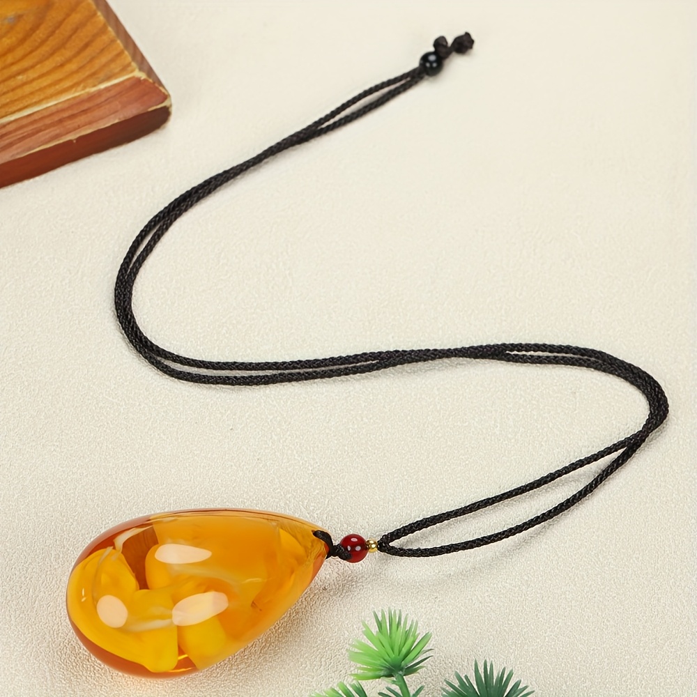 Boho Resin Pendant Drop Necklace for Men and Women