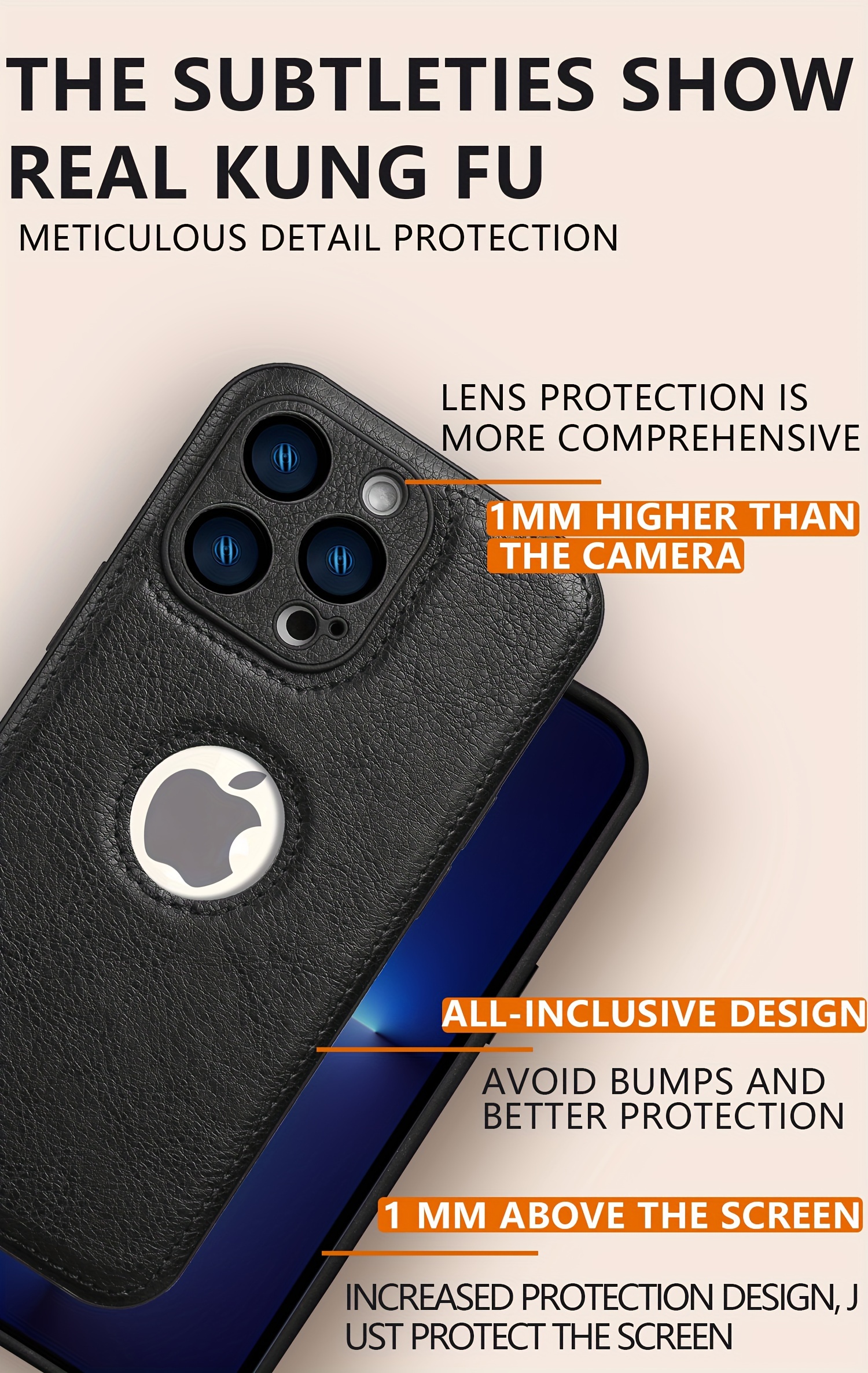 Logo View Compatible with iPhone 15/14/13/12 Pro Max Case Slim Premium Vegan Leather Classic Luxury Elegant Thin Cover, Shockproof Full Protection