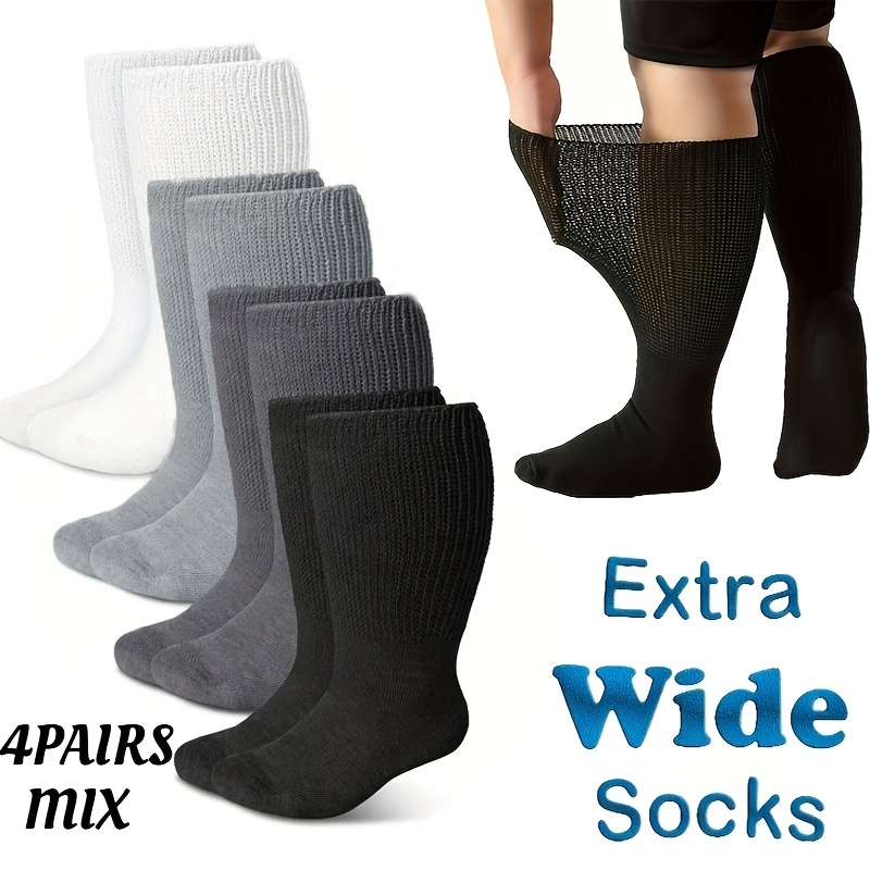 TEMU 4pairs Large Socks, Suitable For Men And Women, With Loose Elasticity And Stretchability, For The Elderly, Obese Individuals Mother's Day Gift