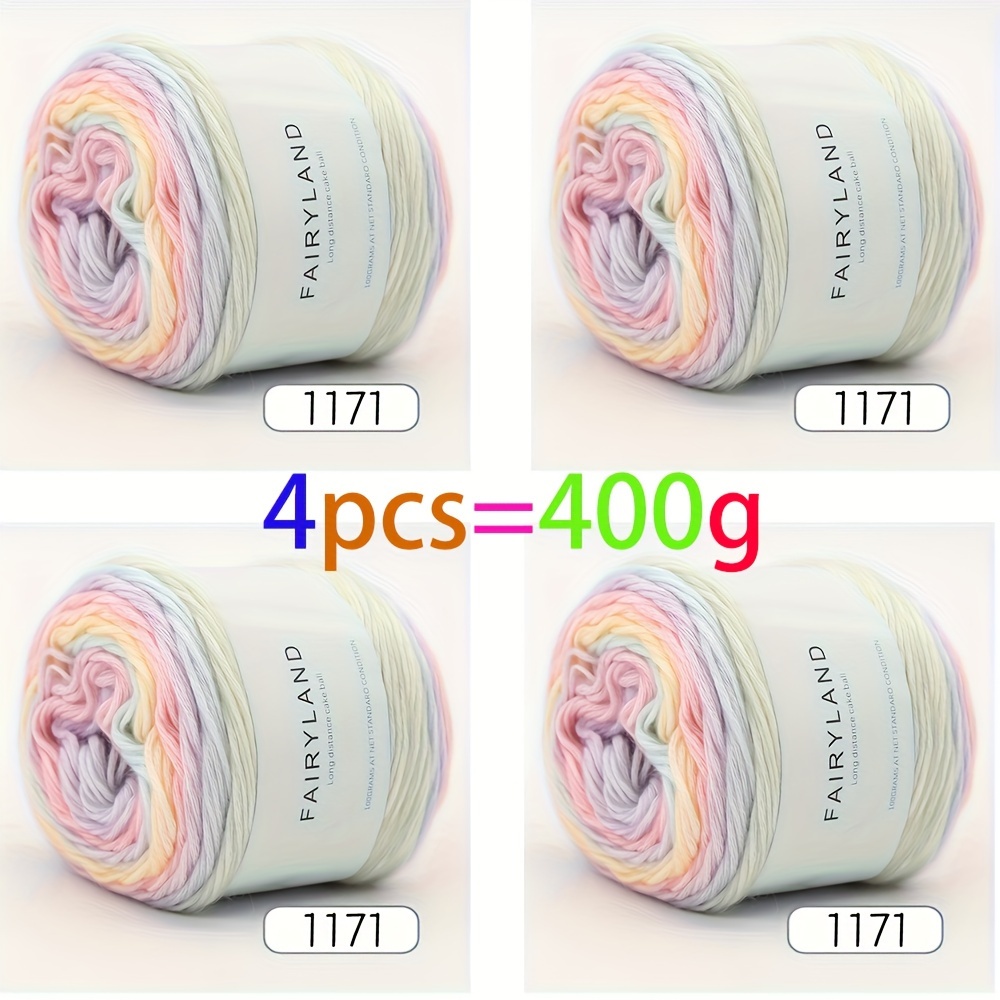 TEMU Lot de 4 fils de coton colorés, 60,00 % coton, 30,00 % acrylique, 10,00 % laine, pour pull et écharpe à tricoter au bâton, à l'aiguille et au