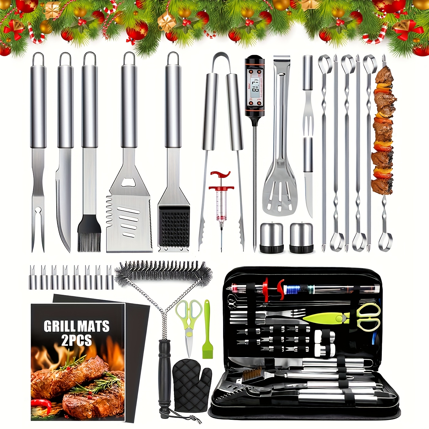 

34 Pieces Duty Accessories Kit, Cooking Utensils Set, Steel Set , Spatula, Seasoning Bottle, Suitable For Cooking, Camping And Grilling, Christmas Gift For Your Family.