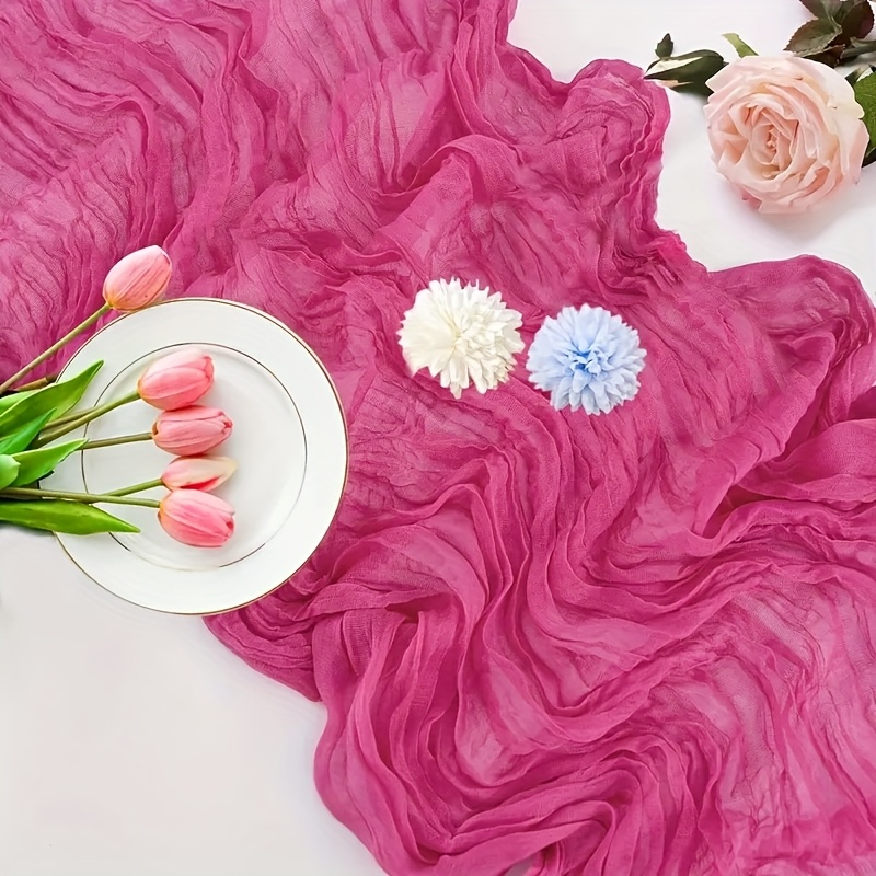 Bright Rose Red Handmade Polyester Tablecloth For Weddings, Bachelor's Parties, Birthday Parties And Special Occasions, Christmas Table Decoration Covering Fabric