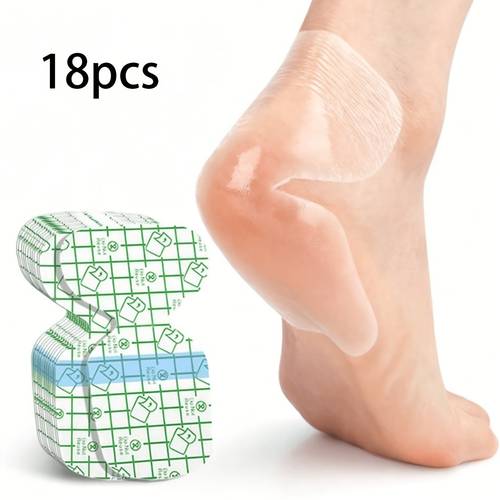 18pcs care heel pads breathable waterproof anti friction heel protectors blister cushioned inserts for dry cracked heels