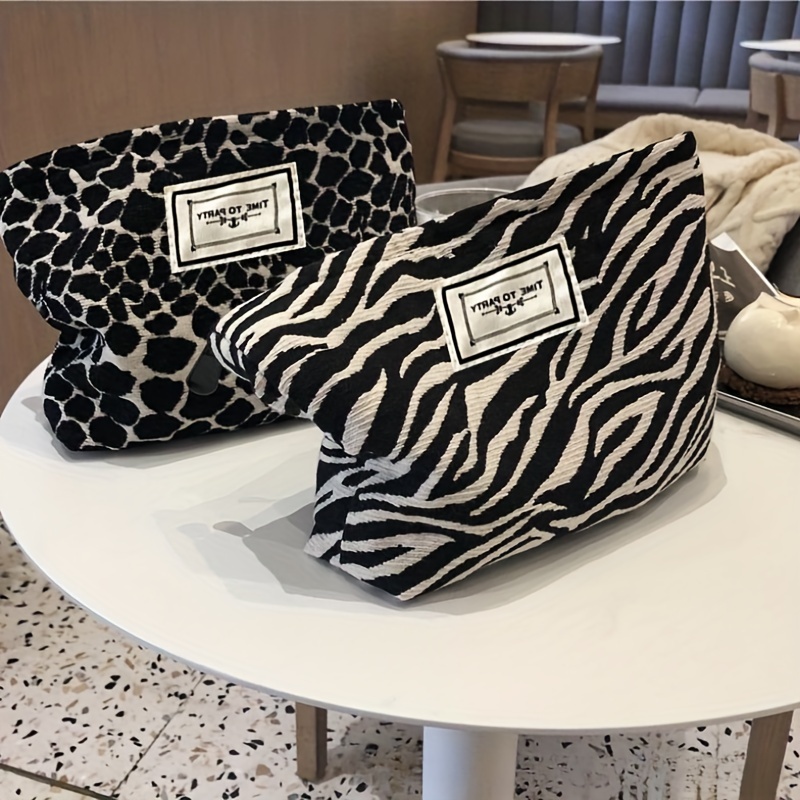 

Zebra Pattern Cosmetic Bag, Large Capacity Fashion Makeup Pouch, Women's Clutch Bag, Portable Toiletry Organizer