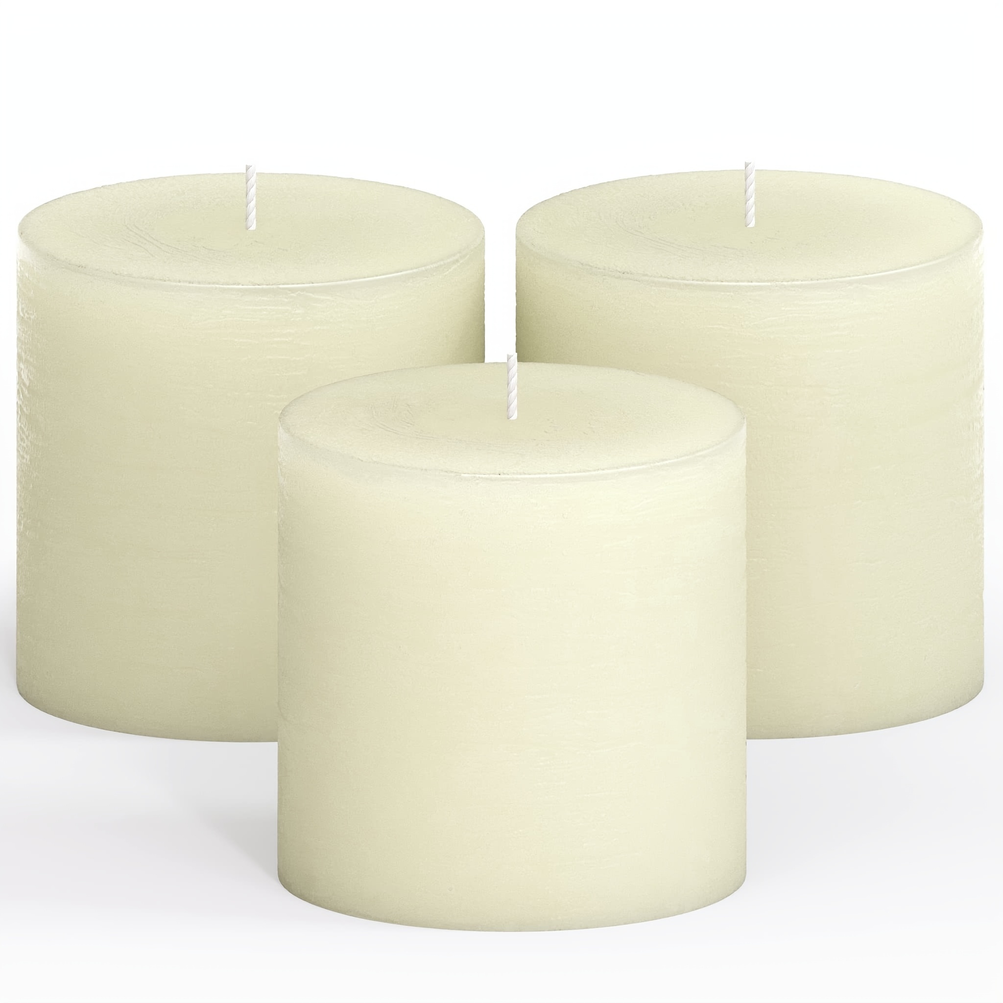 

3 Pcs 2x2 Inch White Unscented Pillar Candles - Smokeless, Rustic Texture, 36 Hours Burn Time - Perfect For Weddings, Home Decor, Restaurants, Spa, Church