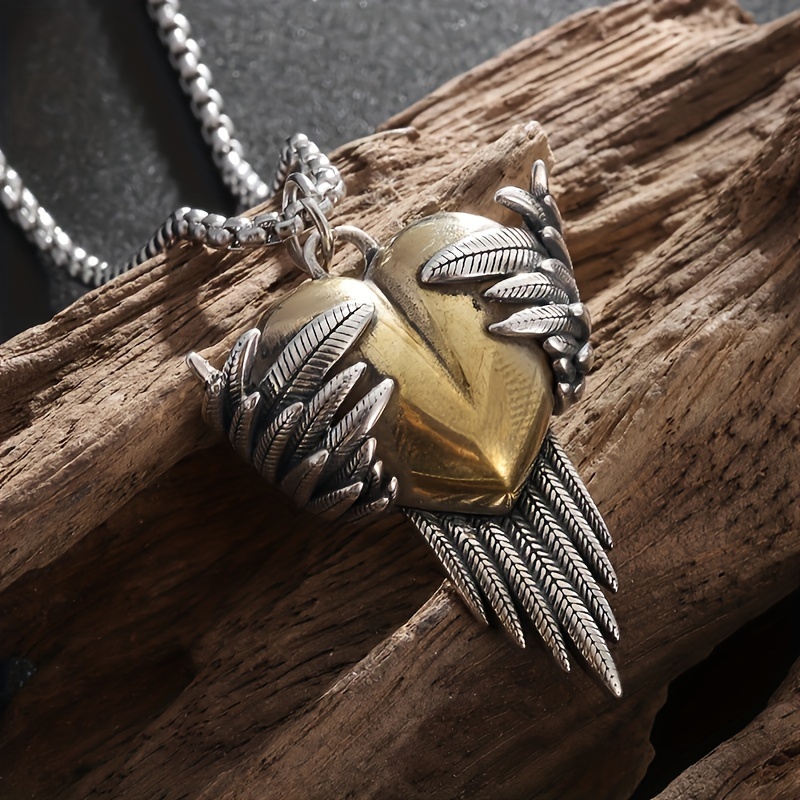 Heart Shape Angel Wings Pendant Necklace Jewelry Accessories Gift