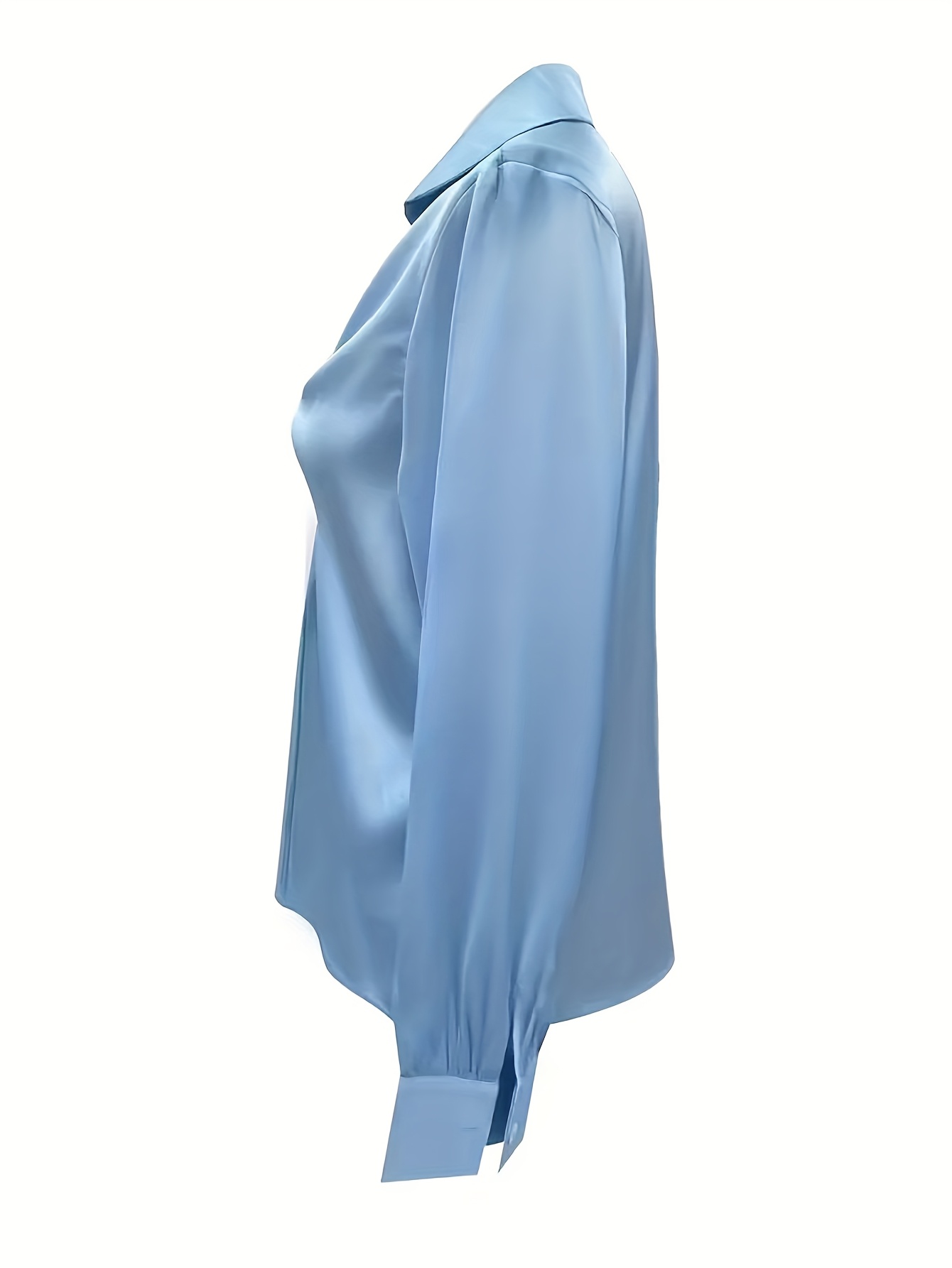 Elegante camisa de mujer con diseño de torsión y cuello en V, mangas largas, ideal para uso diario