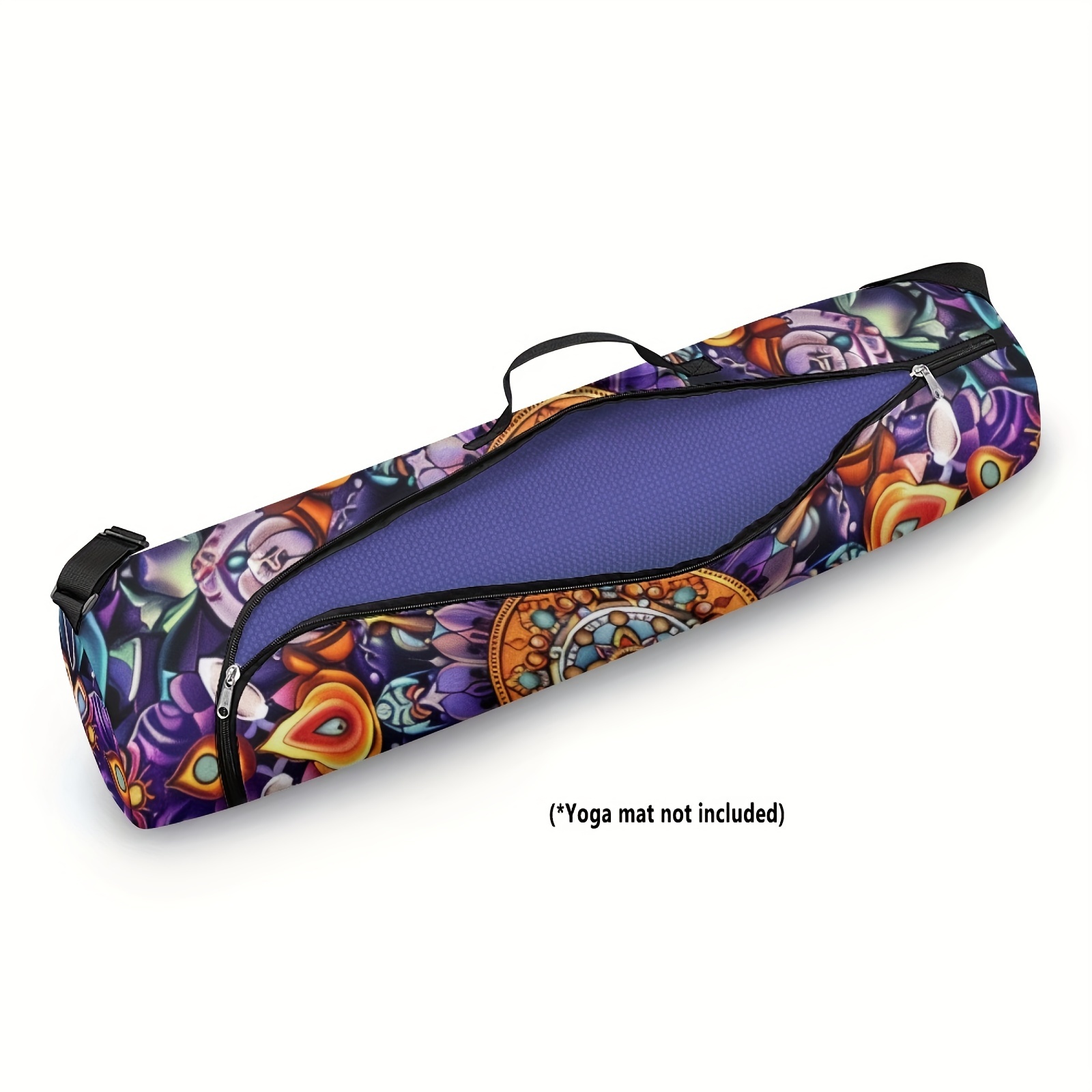 Boho Mandala Flower 1pc Yoga Mat Storage Bag, Single Shoulder Fitness Mat Storage Bag for Women Outdoor Sports