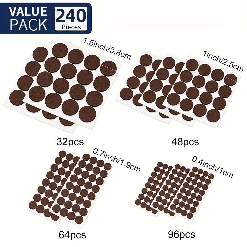 240pcs Furniture Felt Pad Set With Different Sizes, Used For Hardwood Floor Protectors, Anti-slip Chair Leg Pads, And Sizes Of Self-adhesive Rubber Chair Feet