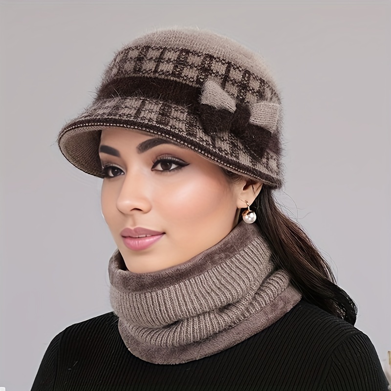 

1pc/2pcs Nouveau Bonnet Tricoté Décoré de Nœud pour Automne et Hiver, À la Mode et Polyvalent, Convient pour , et , Port , Bonnet Tricoté en et Épais, Chauffe-Cou en Chaud