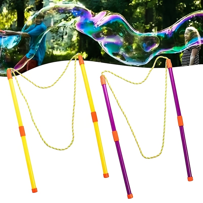 Image of 2-pack Giant Bubble Wands, Large Bubble Wands, Beach Outdoor Bubble Toys, Suitable For Birthday Parties, Outdoor Activities, Party Favors, Giant Bubble Solution Not Included, Random Colors