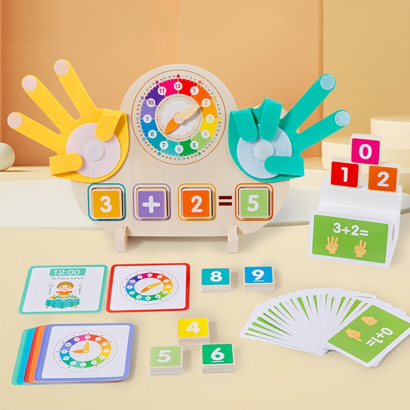 Image of Clock, 2-in-1 Toy Math Teaching Aid Time Management And Basic Math Training Educational Toy Kindergarten Elementary School Clock