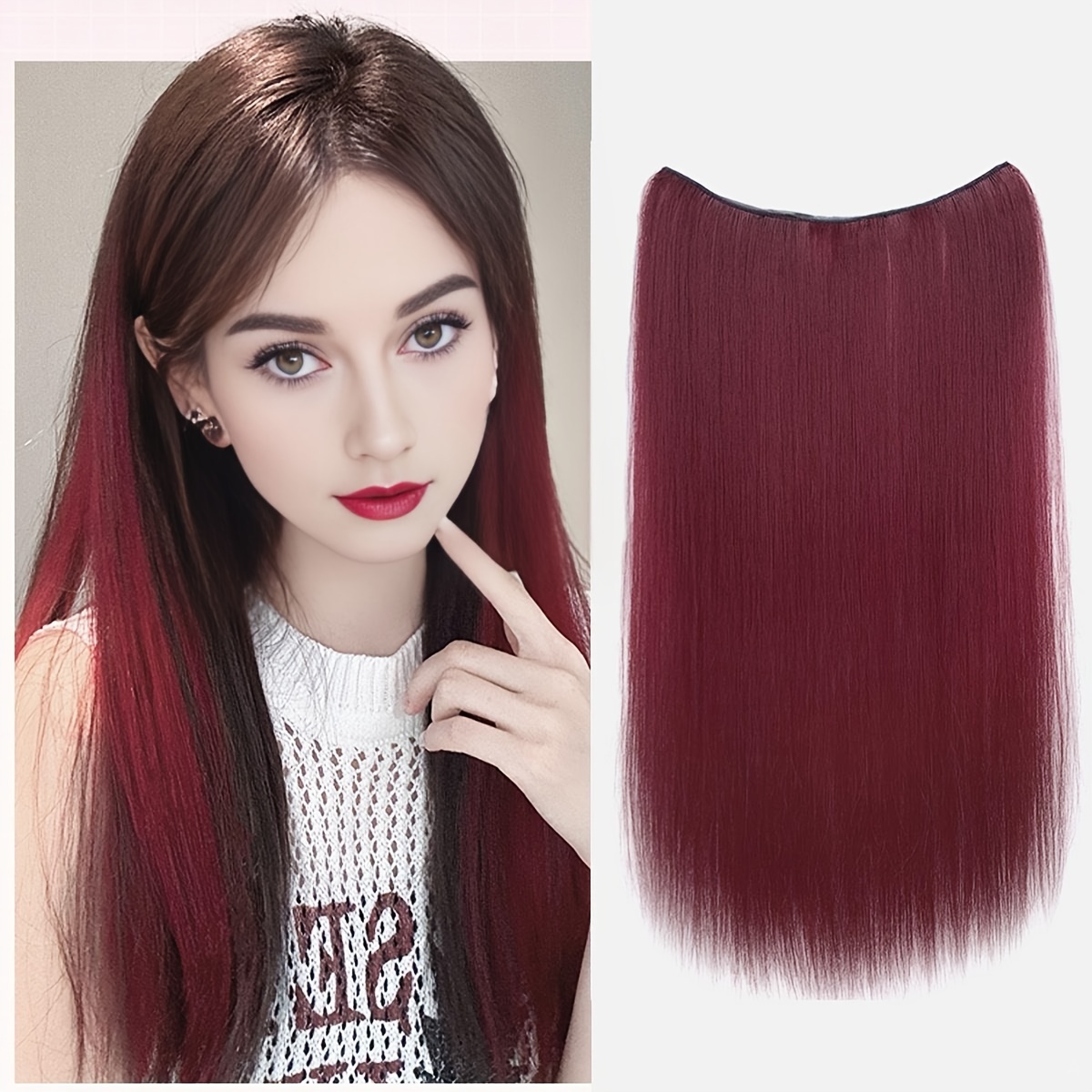 

Party Highlight Clip-in Hair Extensions For Women, 22 Inches, , Straight Synthetic Wig Pieces For Parties, Halloween, And Christmas.