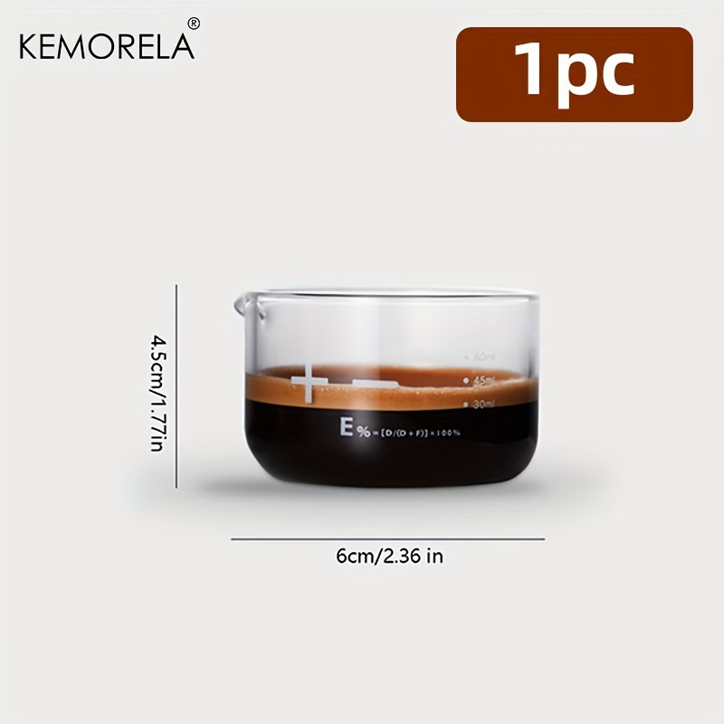 Kemorela 1/2pcs Glass Coffee And Milk Measuring Cups - Precision, With Scale, Durability And For Baristas