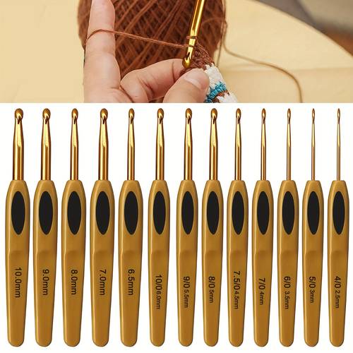 set of 13 ergonomic crochet hooks featuring knitting tools ideal for yarn sweaters beading and crafts perfect as a gift for beginners and craft enthusiasts