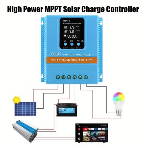 1pc high mppt100 charge controller with night lcd usb ports for 12v 24v 36v 48 used for of system and solar energy