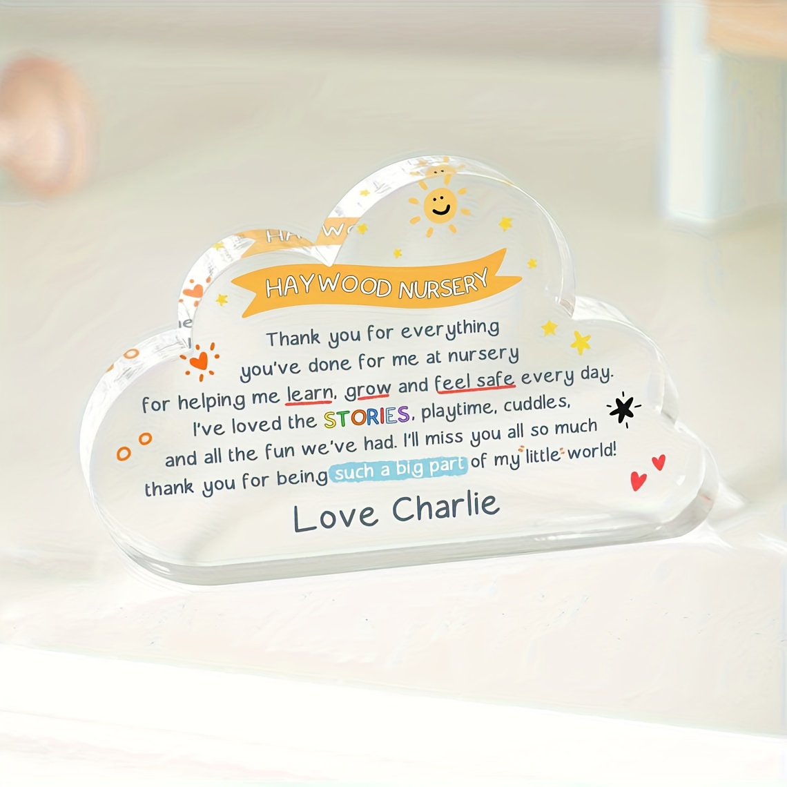 TEMU 2d Flat - [2d Flat] Personalized Daycare Gifts For The 2d Plane - Custom Acrylic Plaques To Teachers And Daycare Workers - End-of- Appreciation